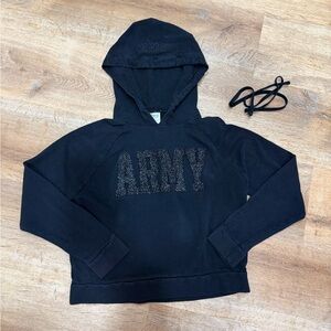 PINK Victoria's Secret Black Hoodie with 'ARMY' Design